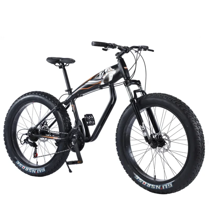 26 Inch Adult Carbon Steel Suspension Big Fat Tire Short Snow Off-road Beach Suspension Mountain Bike