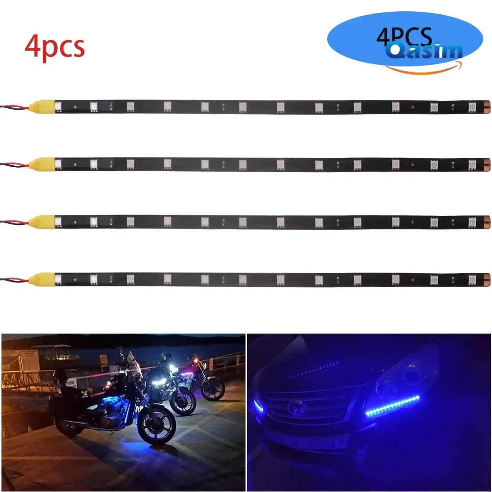 

4PCS Neon Flexible Led Strip Light 30CM 12in Underglow Accent Light for Car Motorcycle Scooter Boat Marine Bike Golf Cart Lights