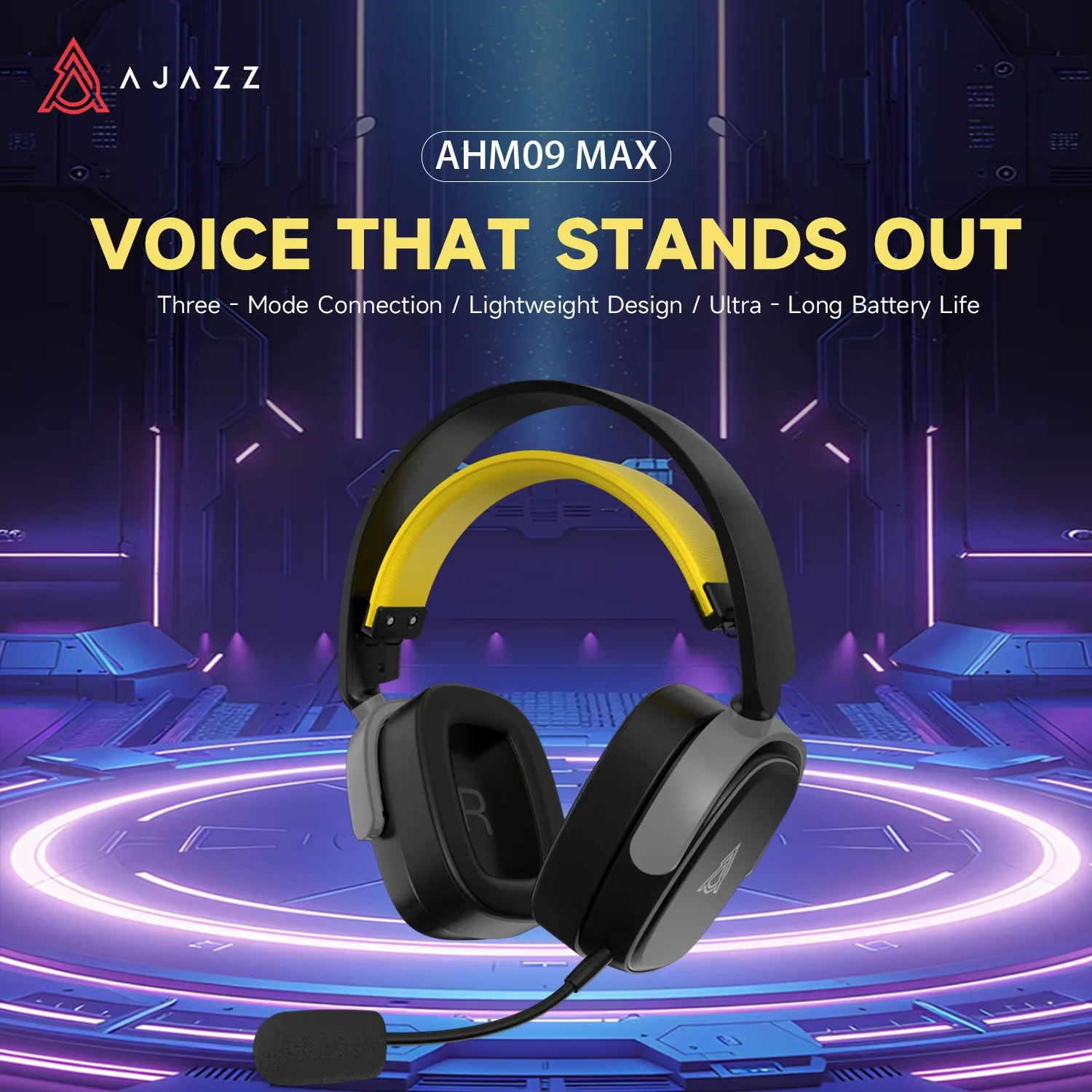 

AJAZZ AHM09MAX Tri-Mode (USB Wired/2.4G/BT5.0) Adjustable Driver Comfortable Noise-Canceling Headphones