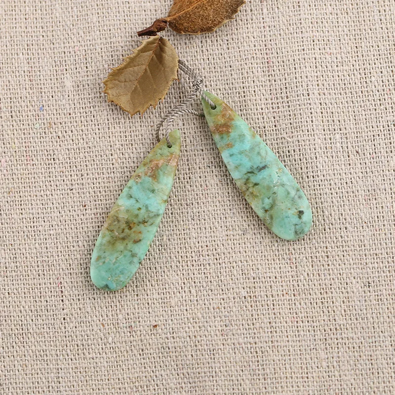 B&F Chrysocolla Earring Beads, Handmade Natural stones beads, Polished Stones for jewelry Making Supplies