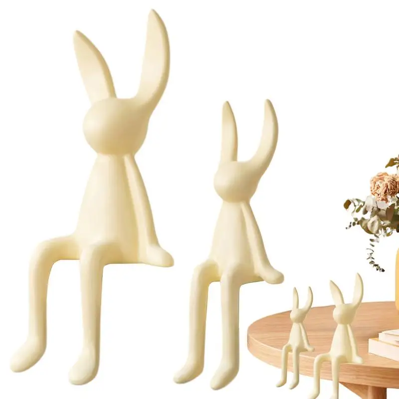 

Пасхальный кролик 2x праздничная керамическая мультяшная фигурка сидящего кролика настольная центральная часть кролика очаровательный пасхальный декор для настольной комнаты