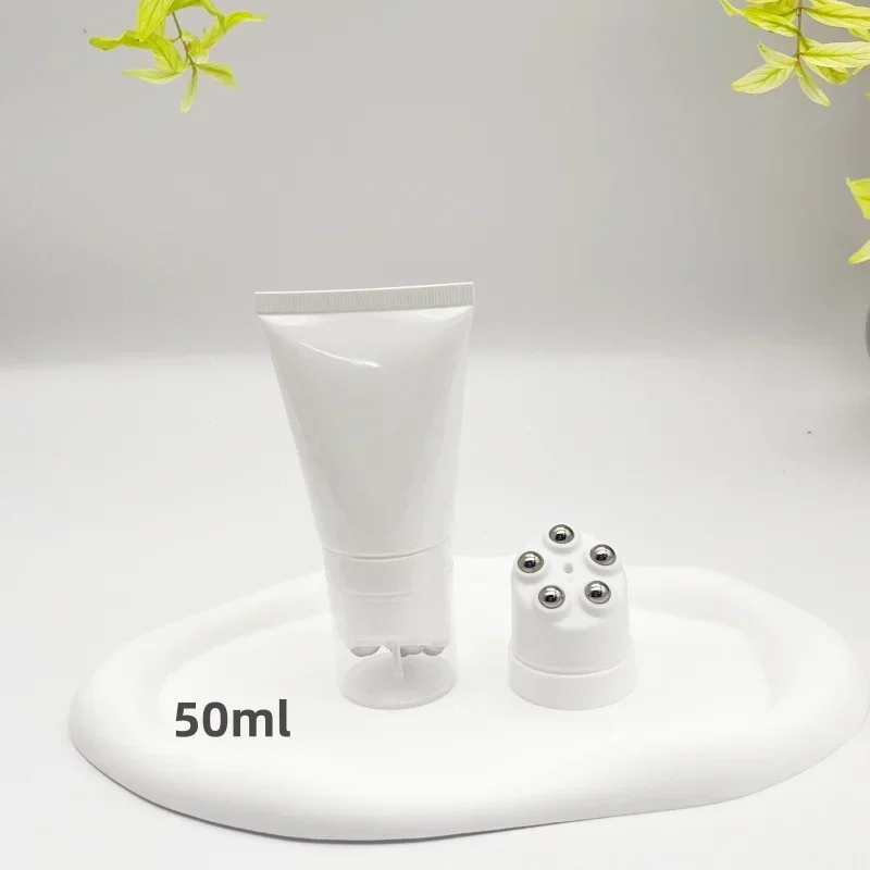 50Pcs Steel Ball Massage Bottle Neck Cream Body Lotion Massage Cream Cosmetic Soft Tube 50g Repeatable Plastic Container