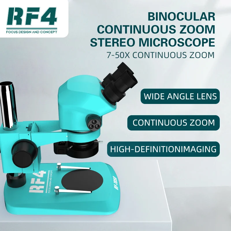 RF4 RF-7050+144 7-50X Continuous Zoom   Optical Stereo Binocular Microscope with 144LED Ring Light for Phone Repair