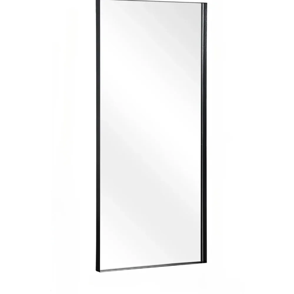 Espejo de longitud completa para colgar o apoyarse en la pared, espejo de tocador rectangular grande, negro (hierro forjado), 63 "x 20"