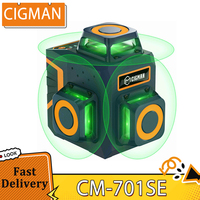 CIGMAN CM-701SE 3x360° 12-Line Self-Leveling Laser Level - 50m Working Distance, IP54 Waterproof & Dustproof, Remote-Controlled