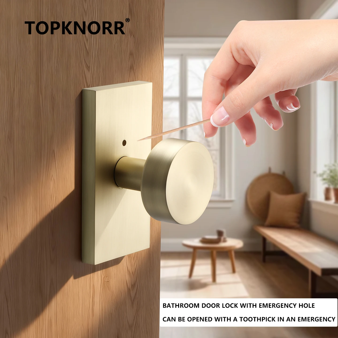 American Door Lock Household Keyless Bathroom Door Lock Zinc Alloy Solid Ball Lock Three-pole Bathroom Lock Interior Doors Gate