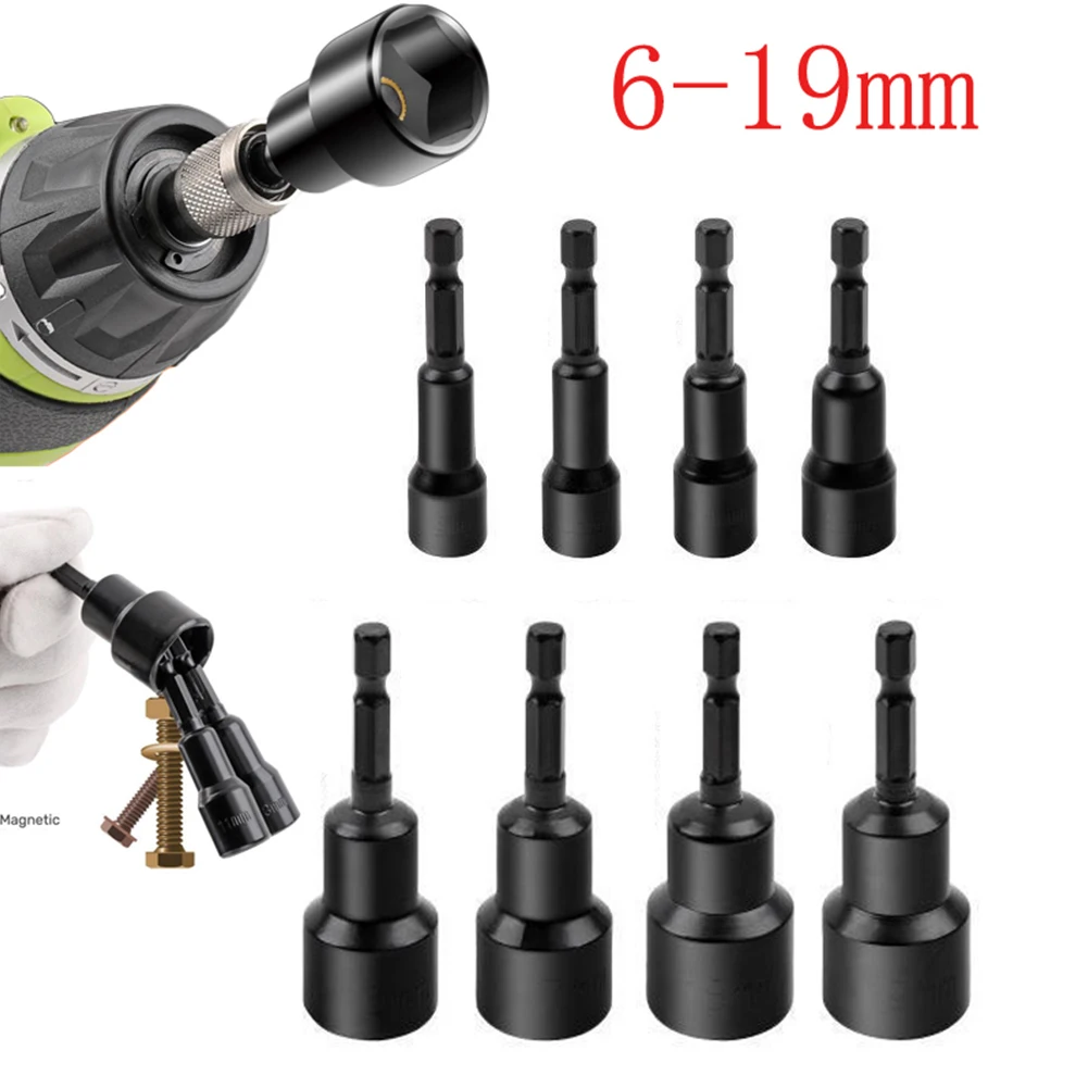 

Magnetic Nut Driver Socket 6-19mm 1/4inch Hex Shank For Power Drill Screwdriver Electric Drill Bit Socket Hand Tool Accessorie