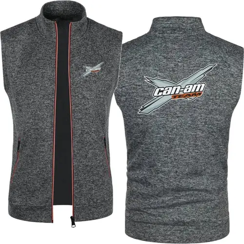 Men Can Am Off Road Brp Atv Commander Utv Outlander Men's Knitted Velvet Casual Top Zipper Vest Sleeveless High Neck Fleece Jack - Image 4