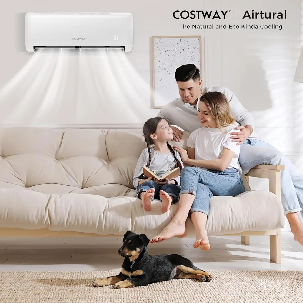 AC Split ขนาดมินิ12,000 BTU พร้อมปั๊มความร้อน Energy Star อินเวอร์เตอร์21 SEER2ตัวจับเวลา24ชม. ทำความสะอาดอัตโนมัติ