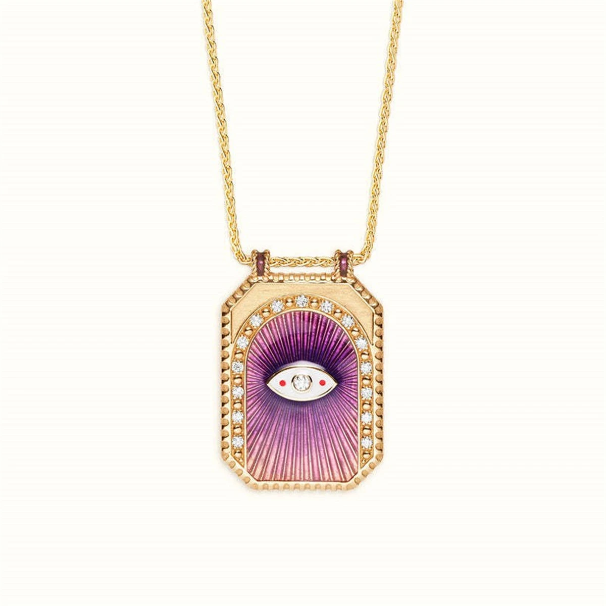 

Literary retro style Tarot card generous card necklace Devil's Eye mushroom clover gold-plated color preservation necklace