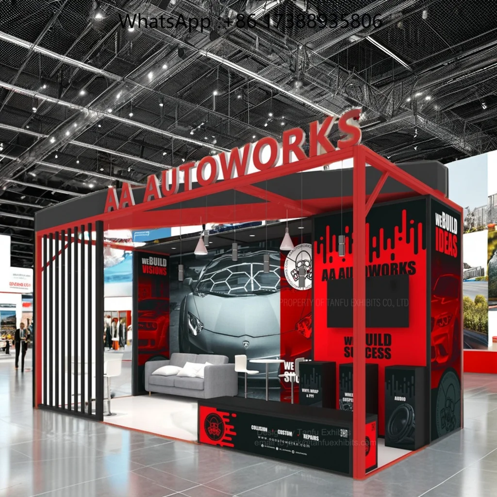 10x20ft Modular Exhibition Stand Custom Portable LED Light Box Trade Show Booth Reusable Tension Fabric Display