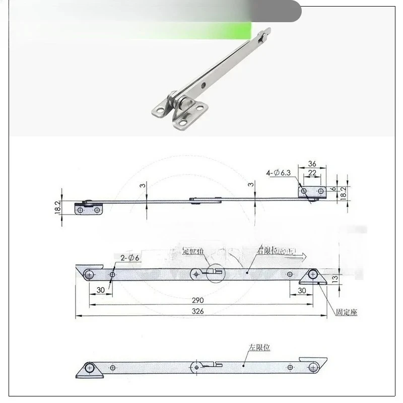 2Pcs  Upper and lower flap cabinet door support rod limiter, extended strut, folding hinge door closer, self-locking bracket arm