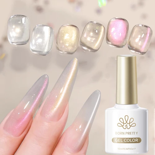 Imagen 2 del producto BORN PRETTY 10ml Rosa Oro Luz de Agua Gato Esmalte de Gel Magnético Aurora Glitter Crystal Soak Off UV LED Barniz Manicura