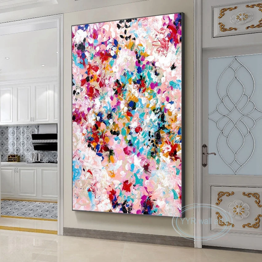 

New 100% Handmade Oil Painting Wall Art Canvas Decorative Poster Abstract Floral Hanging Picture Living Room Bedroom Porch Mural