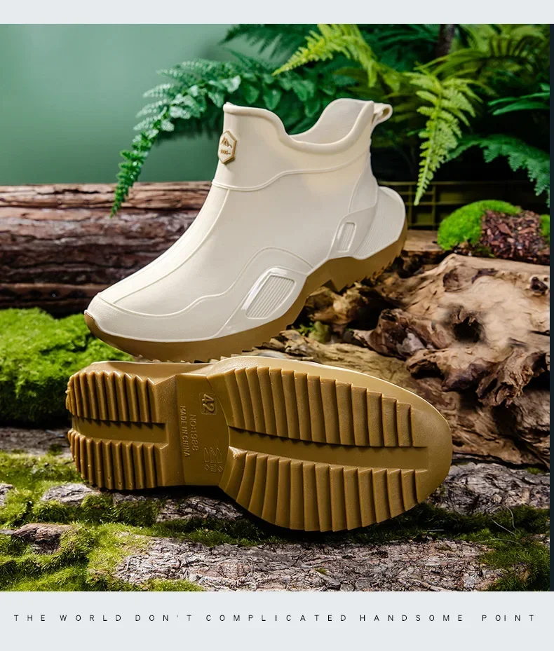 Unisex Kurze Regenstiefel Rutschfest Verstärktes PVC-Material Runde Zehenkappe Knöchelhoch Paarstiefel für Frühling und Sommer Wasserschuhe – Detail 39