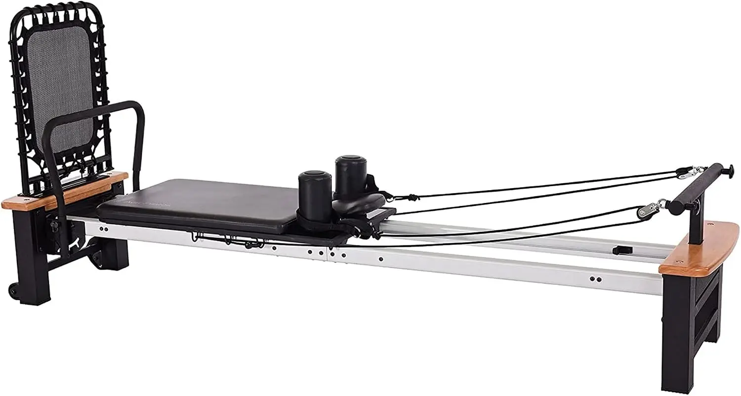 Products AeroPilates Pro 565 Pilates Reformer with Oak Wood Base – Studio Grade for Home Use with Cardio Rebounder, Adjustable F