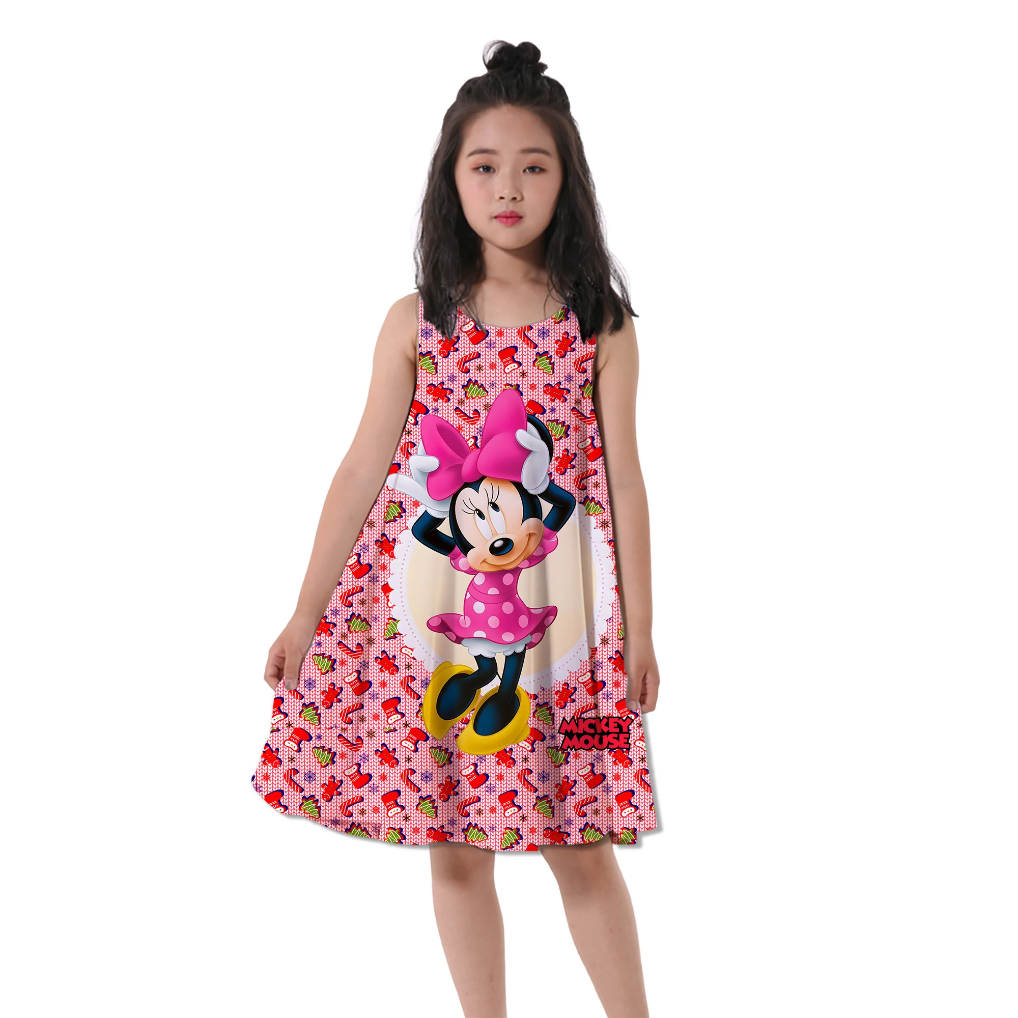 Girls Minnie Mouse Cartoon Disney Series Dress Kids Costume 3D Mickey Fancy 2-16 Years Birthday Party Dress Child Casual Clothes