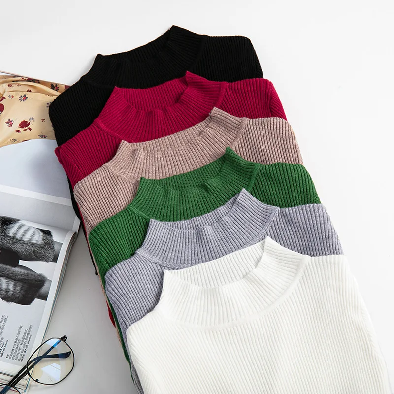 

Turtleneck Ribbed Slim Women Pullovers Autumn Winter 2025 Long Sleeve Knitted Sweater Soft Warm New Jumper Pullover