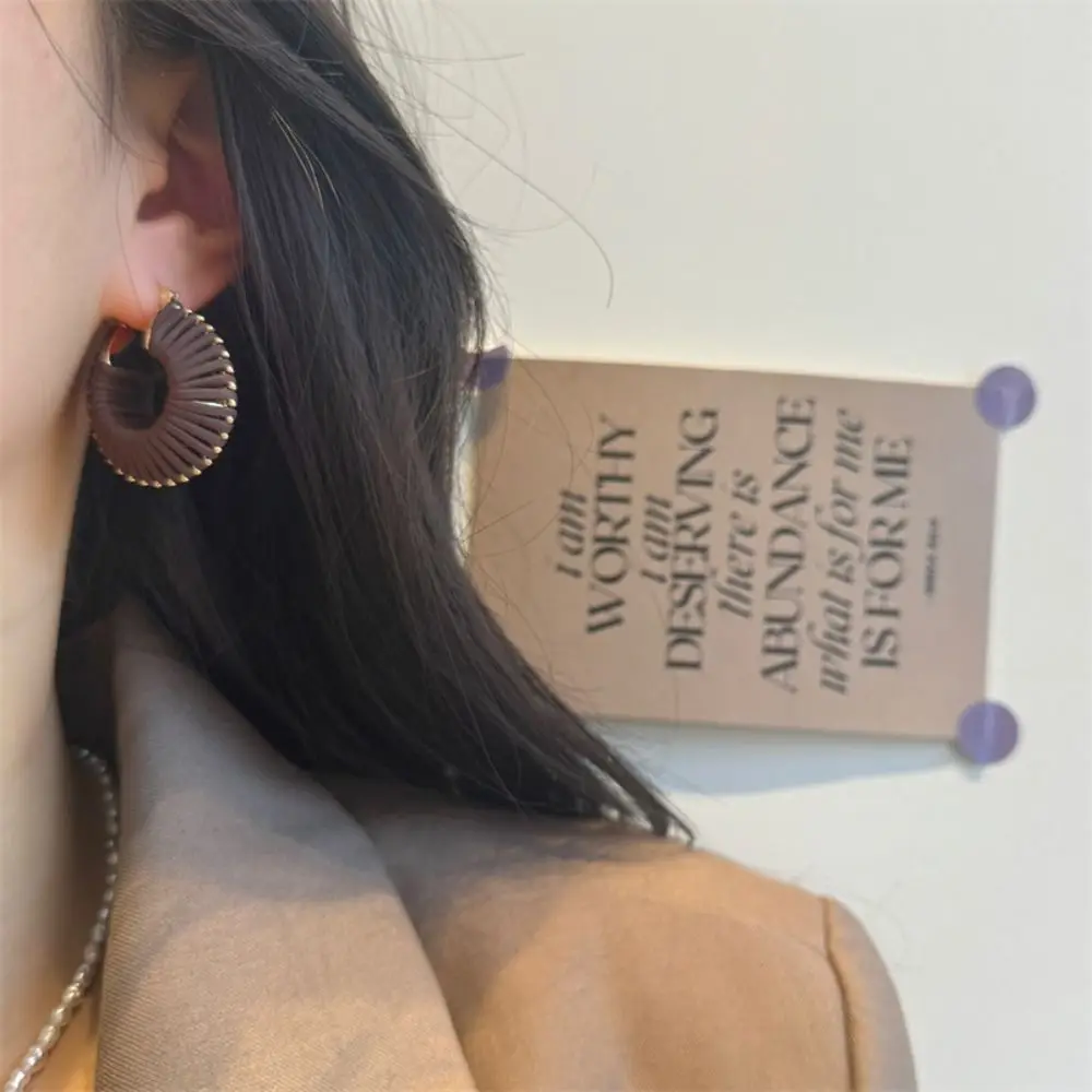 Punk Braided Hoop Earring Japan Korean Hand-woven Exaggerated Ear Buckle Simple Leather Fashion Jewelry Earrings Accessories