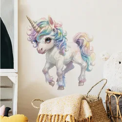 Unicorn Vinyl Tile Child Wall Sticker For Baby Room Decoration Girl Bedroom Accessories Adhesive Wallpaper Wall Decor Room Decor