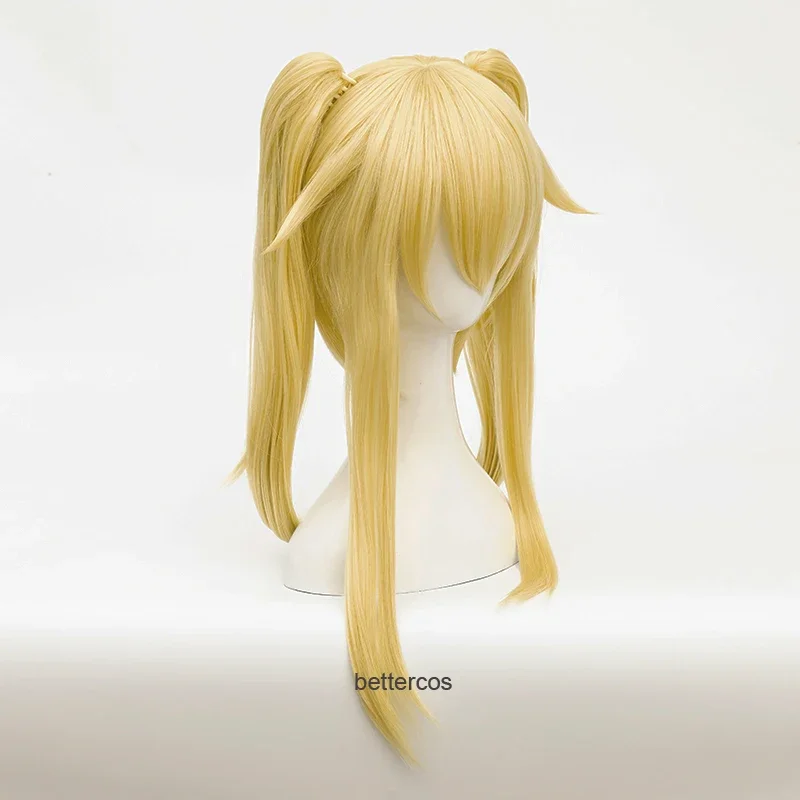 Mary Saotome Meari Blonde Chip Ponytail Synthetic Hair Heat Resistant Cosplay Anime Wig   Silk Bla Ribbon   Wig Cap