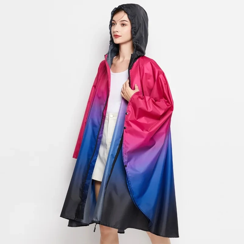 New Colorful Women Biker Raincoat Lightweight Rain Coat Poncho Men Waterproof Cloak Raincoats Adult Gradient Motocycle Rainwear