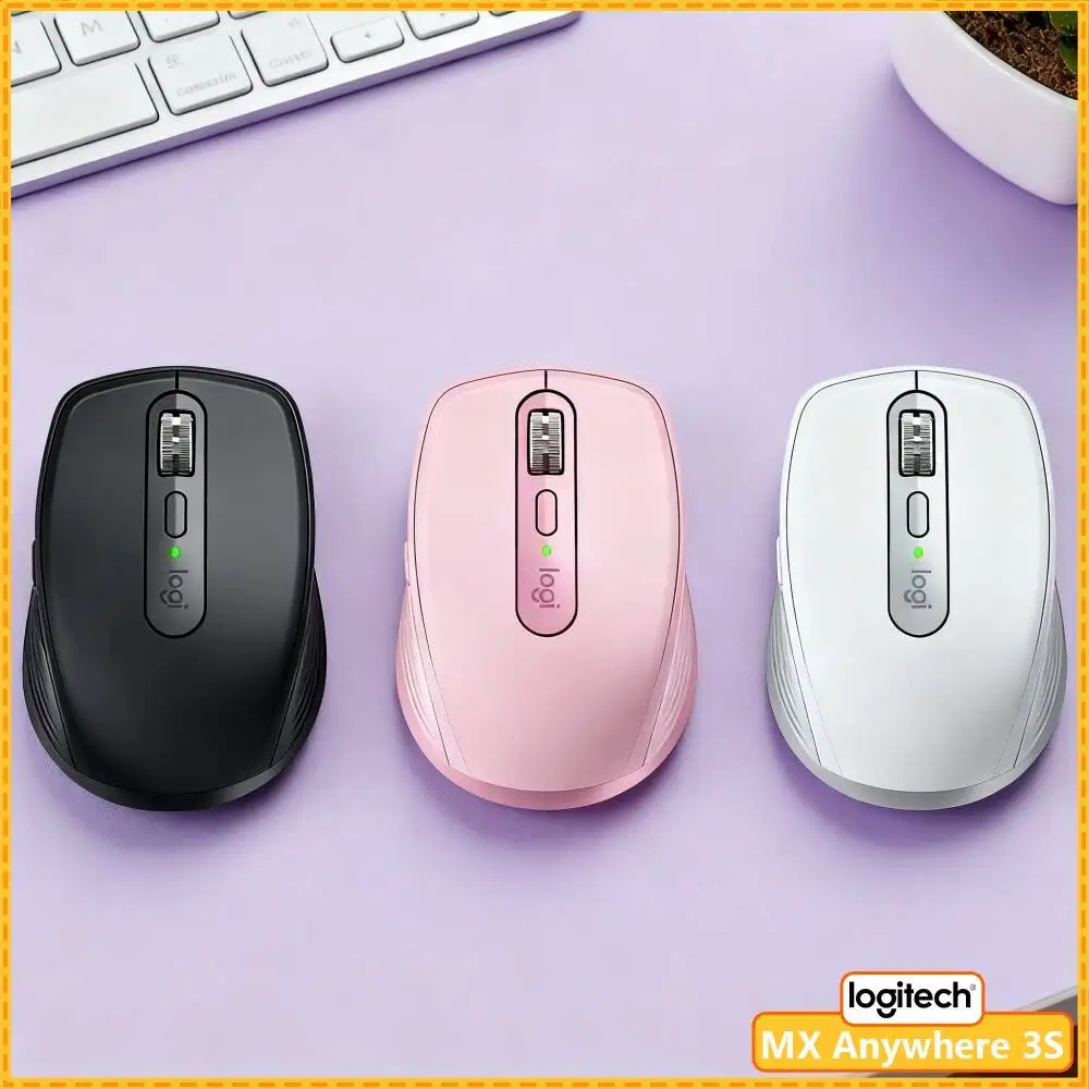 Ergonomic MX Anywhere 3S - 8K DPI, 3-Device Sync, Silent Click, Ideal for Snack Shop Office & Training Hall Work