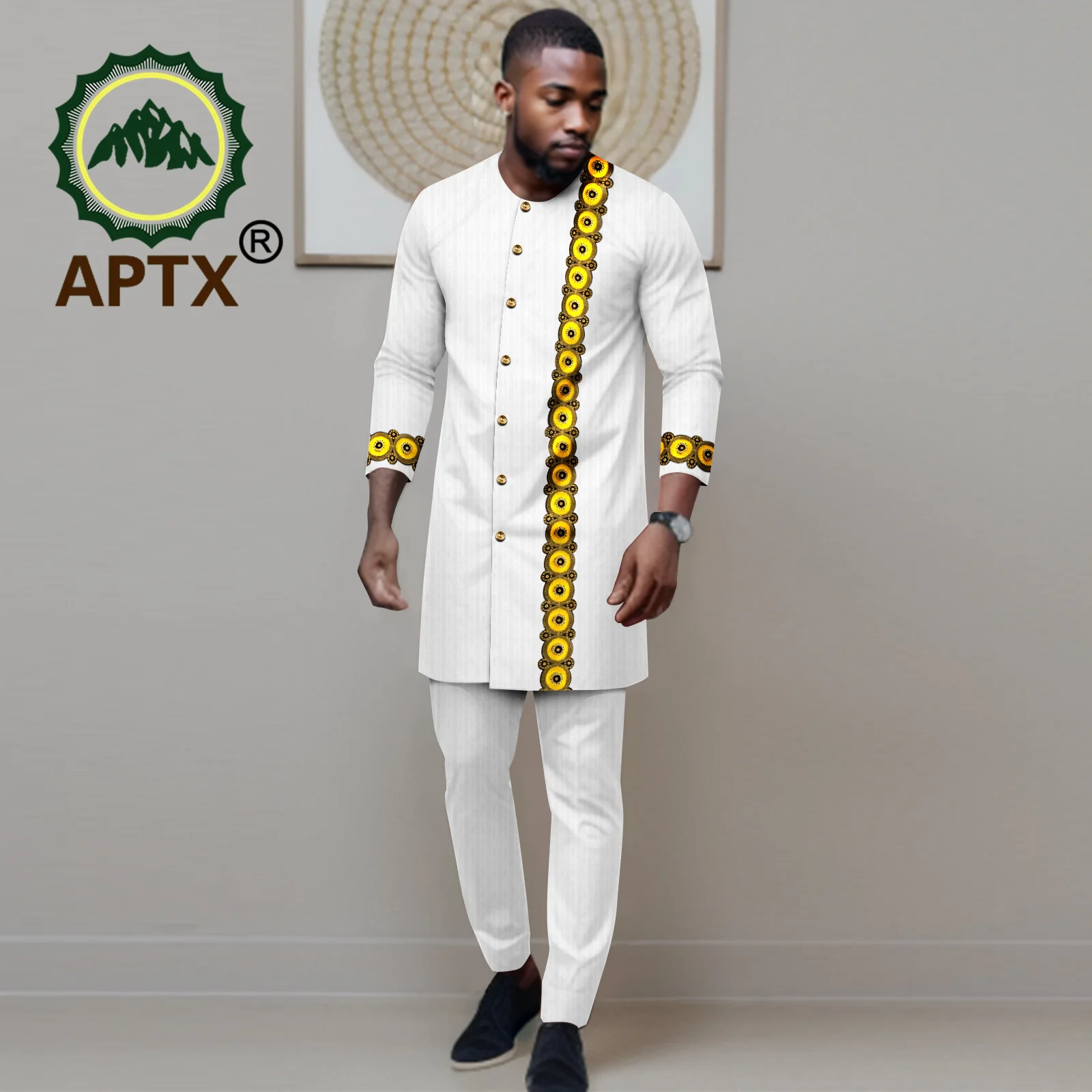 Suits for Men African Traditional Dashiki Blazer Causal Clothes Wedding  2 Pcs Sets Embroidery Coat and Pants A2316076