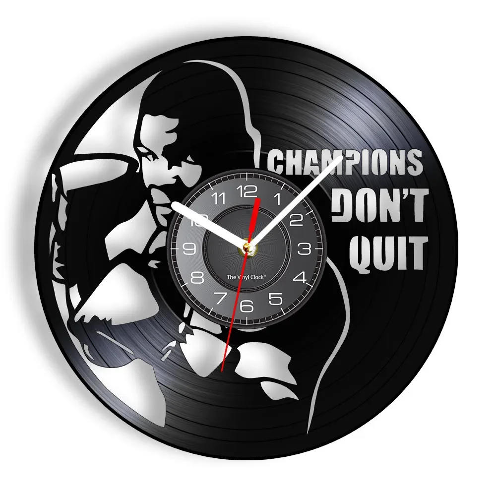 Pugilist Champions Boxing Legend Wall Clock Home Strike Sports GYM Decor Boxer Match Encouragement Vinyl Record Crafts Watches