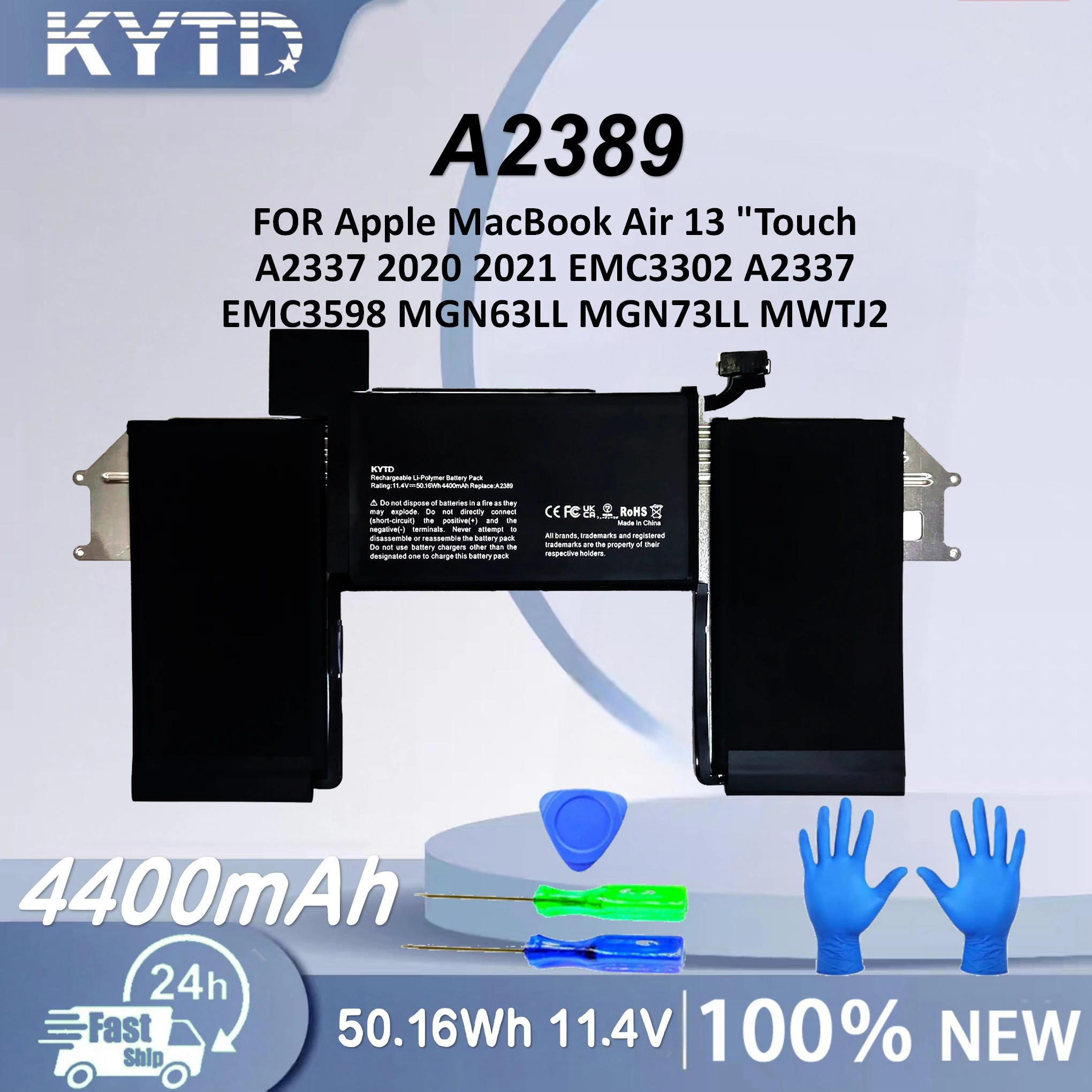 KYTD A2389 Akku für Apple MacBook Air 13" Touch A2337 2020 2021 EMC3302 A2337 EMC3598 MGN63LL MGN73LL MWTJ2 50,16WH