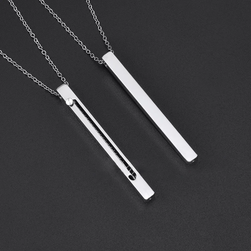 Square Retractable Toothpick Portable Necklace Men's Necklace Gift Birthday Gift Customized Fashion Retro Pendant Necklace