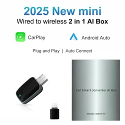 2025 NEW 2 In 1 Wireless Carplay AI Box Android Auto Plug And Play Applicable To Convert Original Car Wired Carplay To Wireless