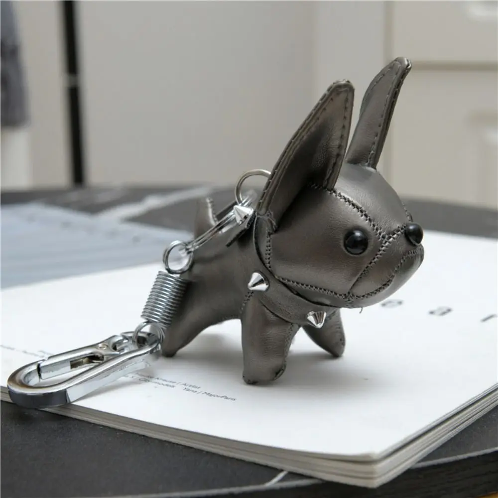 Kawaii Cute Chubby Leather Keychain French Bulldog Charm Dog Dolls Bag Hanging Exquisite Dog Pendant Friend