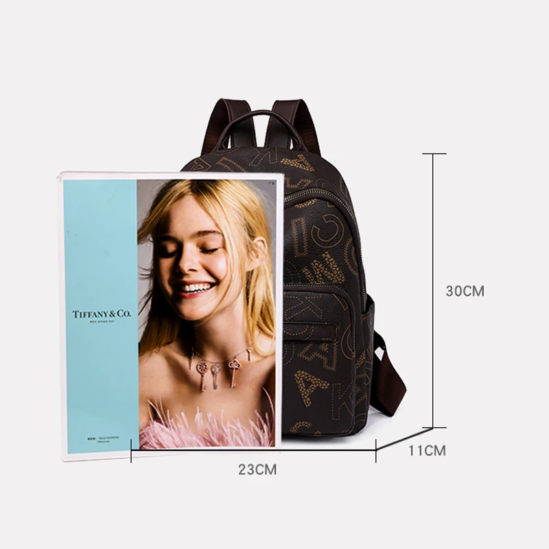 Letter printed fashionable and trendy women\'s backpack high-quality school bag soft leather backpack  teenage girl travel bag