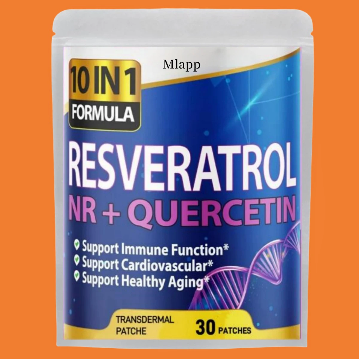 30 Patches 10 in 1 High Strength Resveratrol Transdermal Patche with Quercetin Aging Immune Brain Boost Joint Support