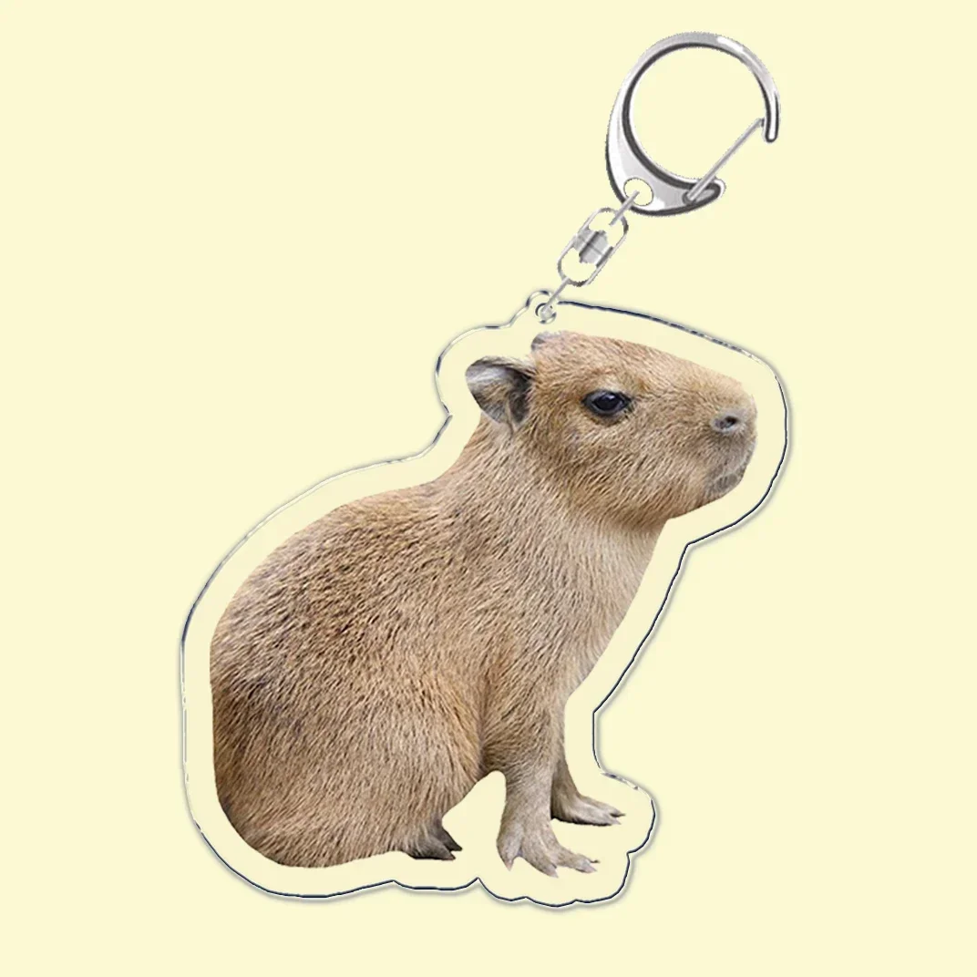 Popular Cute Cartoon Capybara Print Acrylic Keychain Keyring Cute Cartoon Animal for Bag Pendant Aaccessories Friends Fans Gift