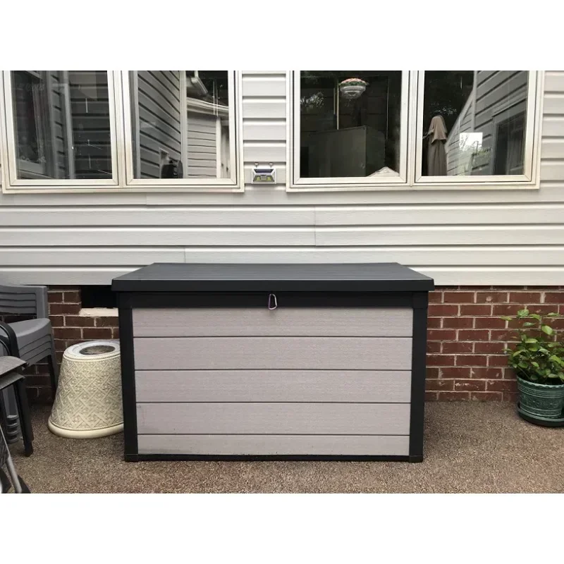 Denali Resin Large Deck Box with Double Panel Paintable  Drillable-Organization and Storage Patio Furniture  Outdoor Items