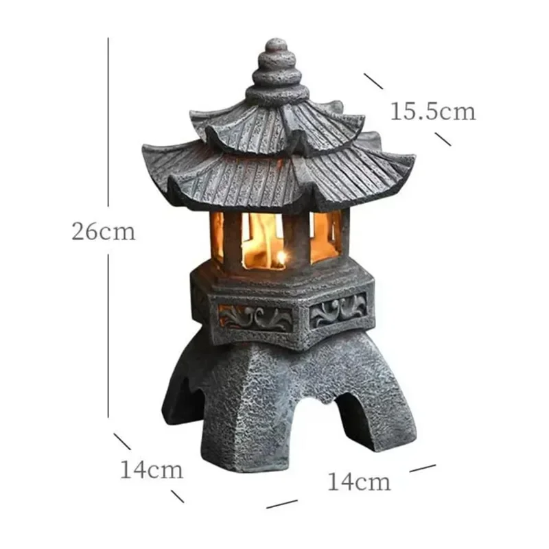 2026 new model chinese double-layer hexagonal palace lantern outdoor solar powered zen garden led light waterproof decor