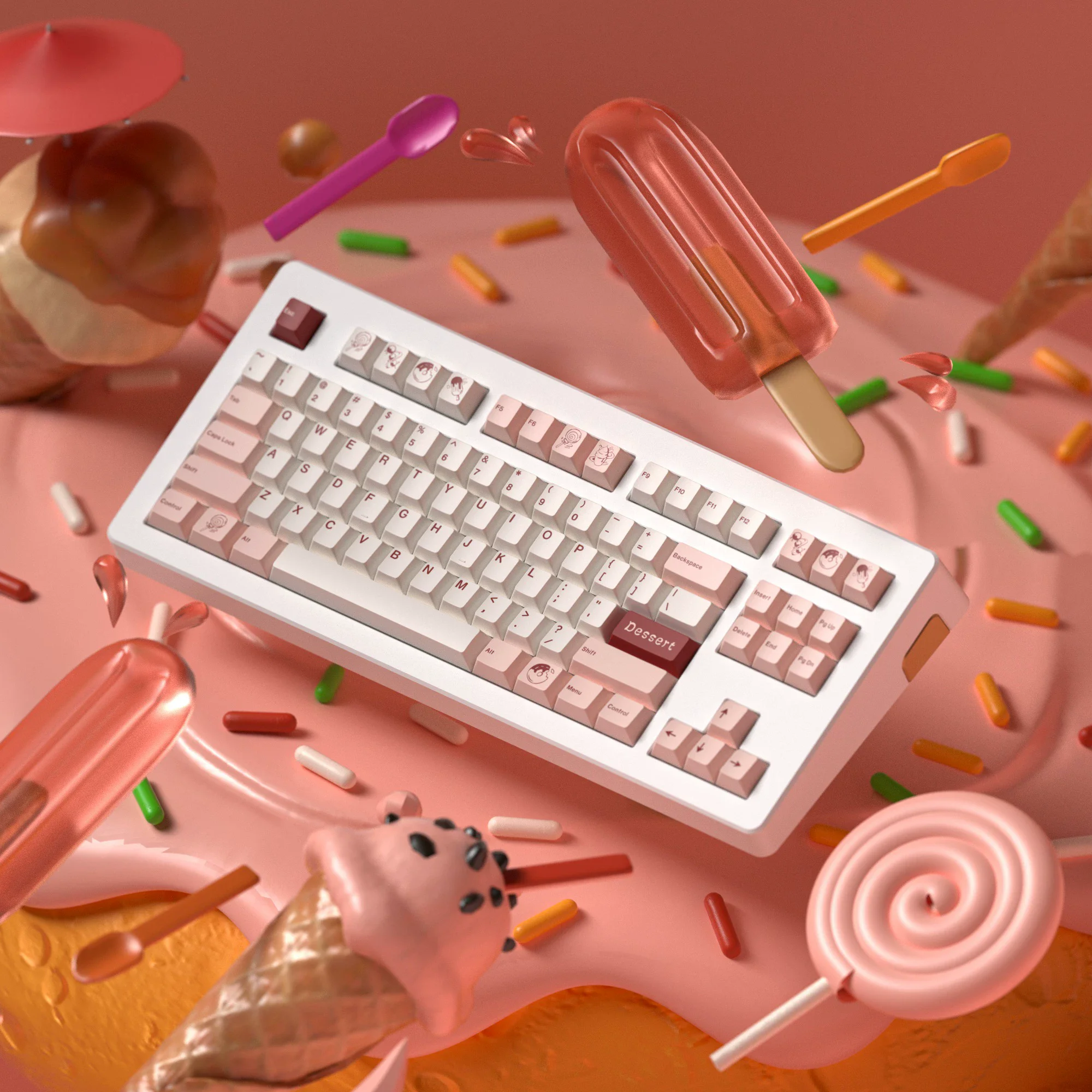 1 Set JKDK Dessert Keycap Cherry Profile PBT Dye Sublimation Key Caps For 68 84 87 96 104 Mechanical Keyboard With MX Switches