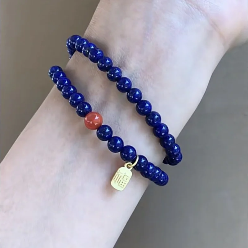 

New Lapis Lazuli Double Circle Bracelet Women, Vintage Style Agate Beaded Jewelry