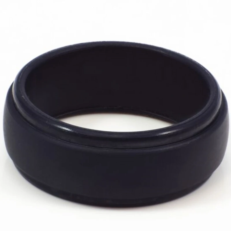 1pc 8mm Black Silicone Ring For Men Women Rubber Wedding Band Gym Sports Size #7-14