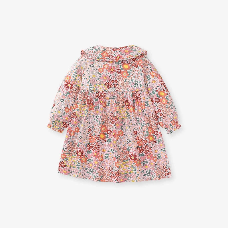 Little maven 2024 Casual Dress Children\'s Clothing Cotton Baby Girls Cartoon Flowers Spring and Autumn Clothes Kids 2-7 year