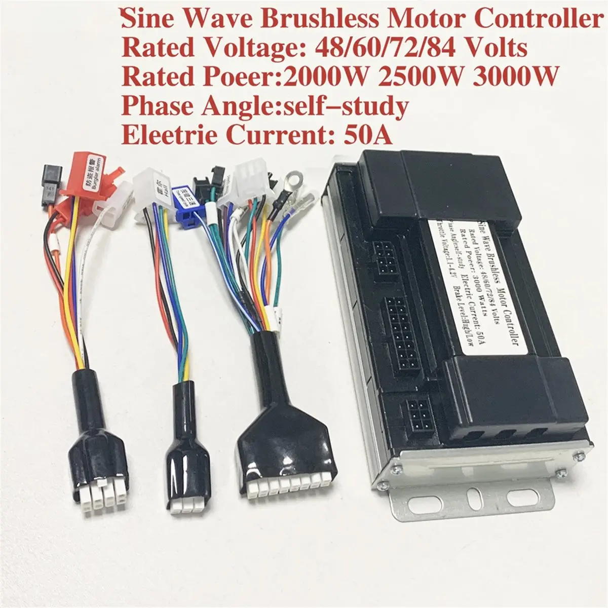 

BHBL Sine Wave 3-Mode Controller 48V-84V 2000W 2500W 3000W E-Bike Brushless Moter DC Controller 50A Scooter Motor Controller