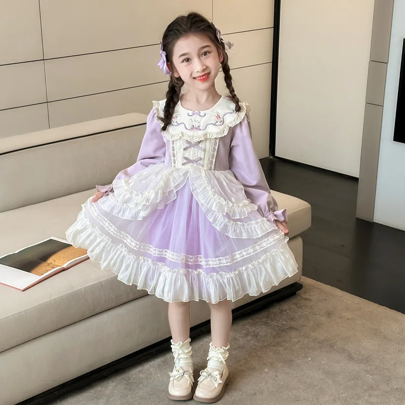 

Girls Spring Dress 2025 New Fashionable Childrens Elegant Princess Dress for Spring and Autumn