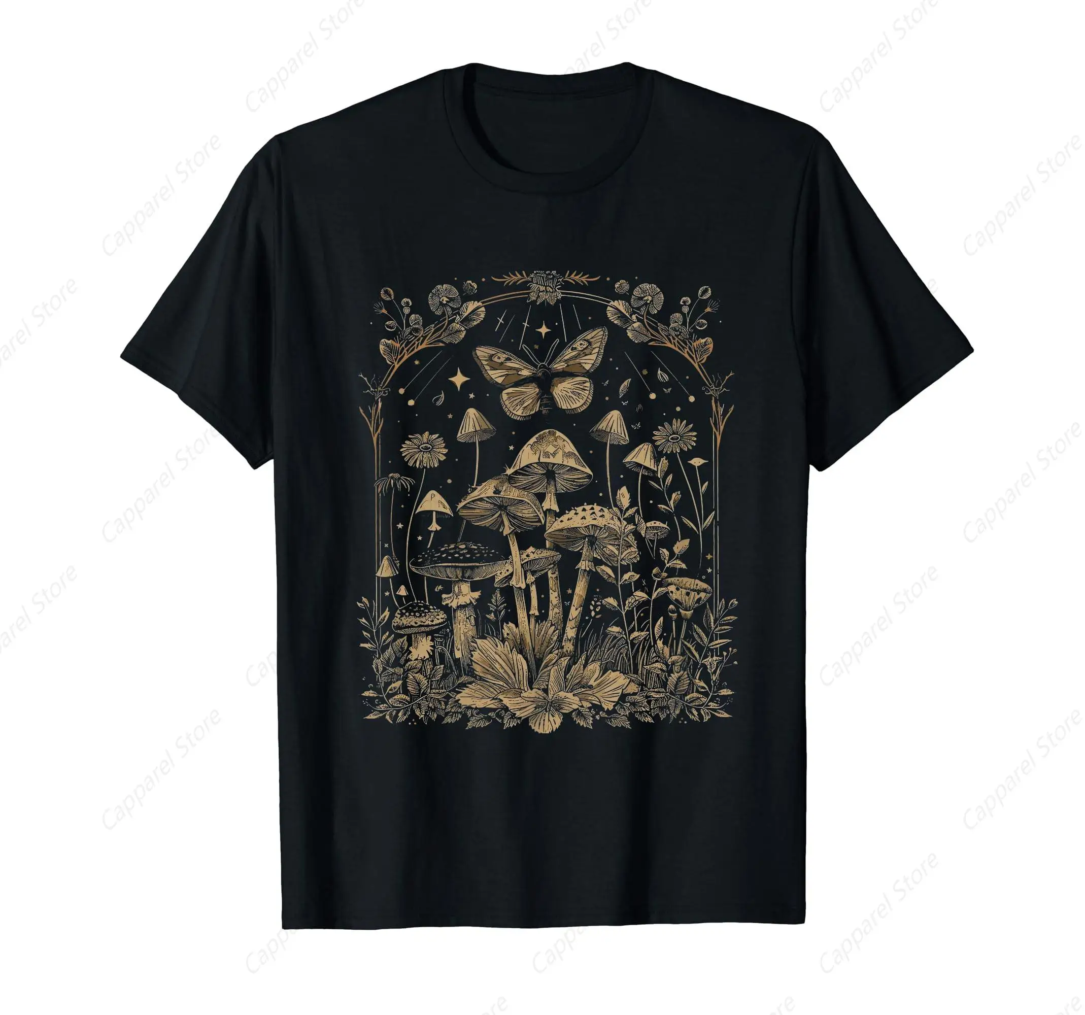 

Vintage Floral Mushroom Moth Botanical Fairycore Butterfly T-Shirt