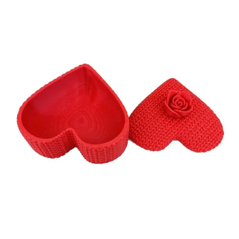 3D-печать в форме сердца, коробка для колец, дисплей для ювелирных изделий, помолвка, свадебные шкатулки для драгоценностей, дизайн розы, держатель для подарков для пары