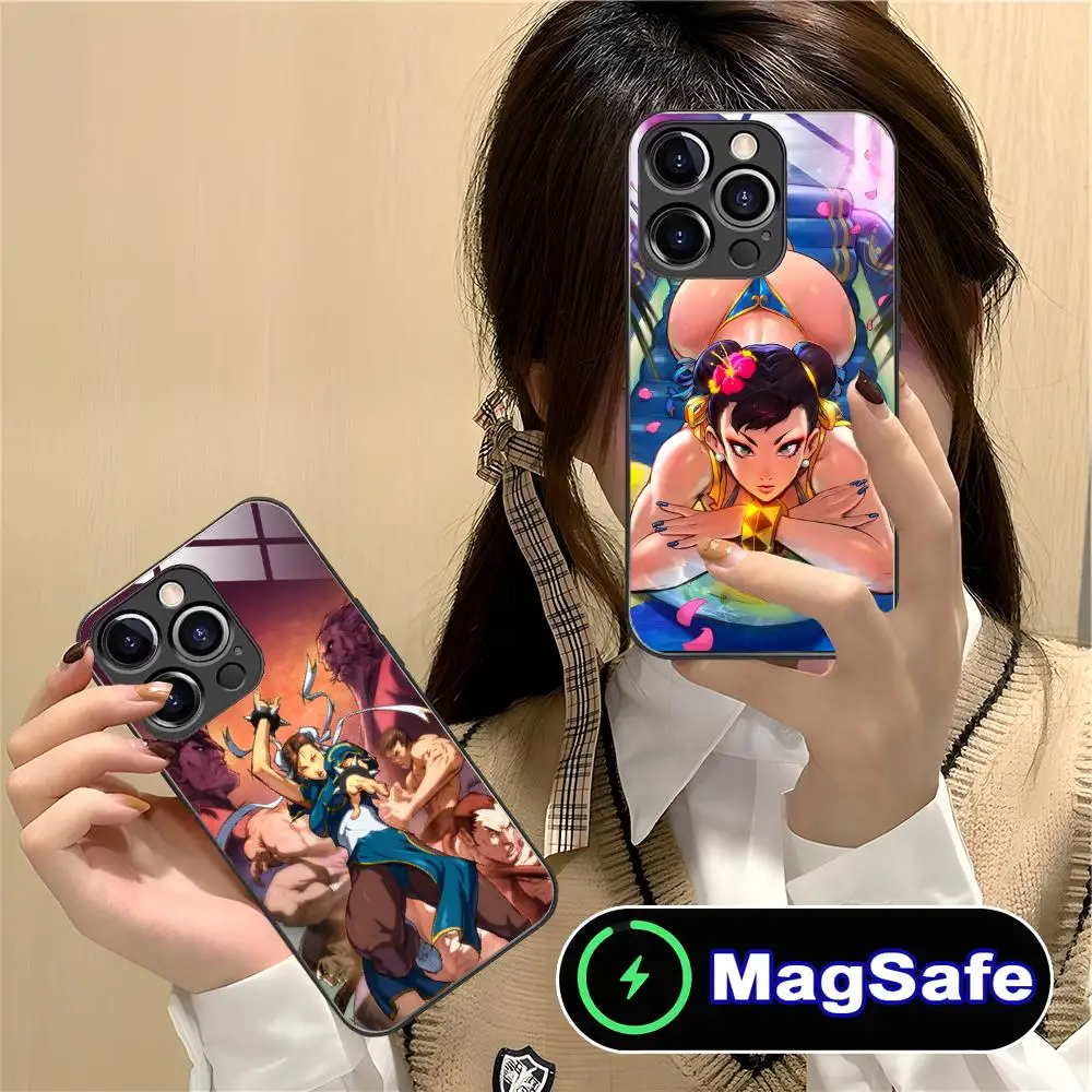 

Street Fighter Chunli Phone Case for iPhone 17 16 15 14 13 12 11 Air Pro Max Plus Mini MagSafe Glass Colorful Cover Pretty Cover