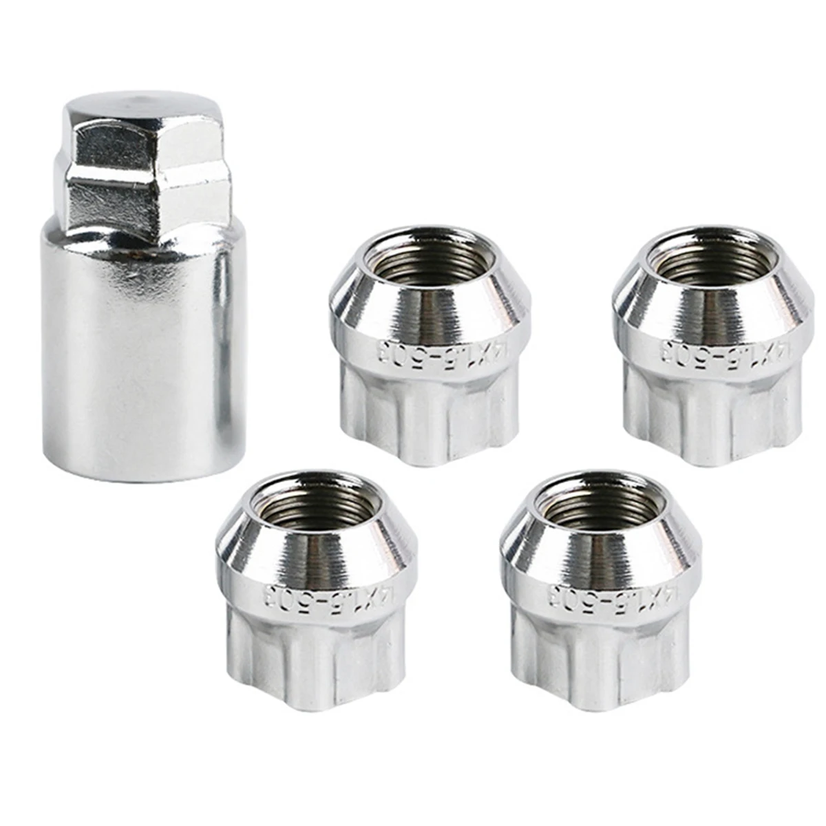 Chrome Anti-Roubo Roda Lock, Lug Nut, Cone Assento Roda Locks, Chaves para Tesla Modelo S, 3, X, Y Rodas, M14 x 1,5, 4pcs