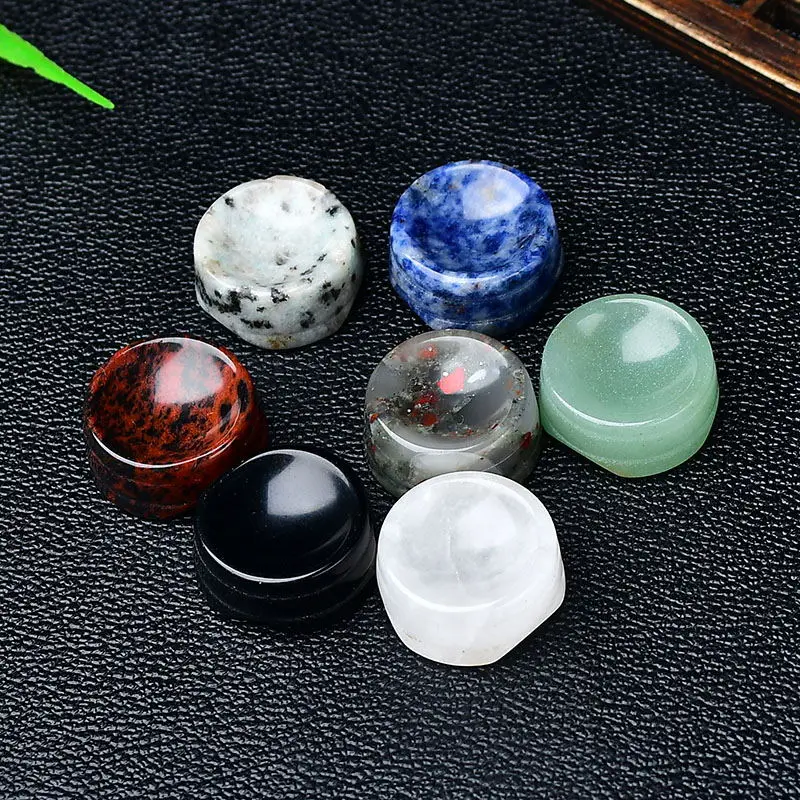 Natural Crystal Ball Base Stand 26x12mm | Raw Polished Stone Holder for Egg/Gourd/Walnut