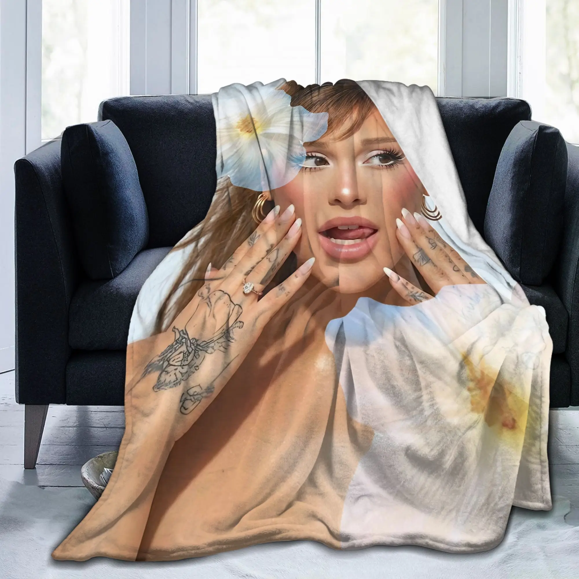 Arianas Pop Singer Grandes Blanket Flannel Printed Sunshine Multifunction Ultra-Soft Bedding Throw Blankets for Couch